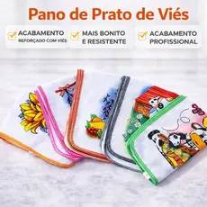 Pano De Prato Atacado Vies Estampado Grande  Algodão Estampas Variadas Kit 51015 Pano Estampado Vies