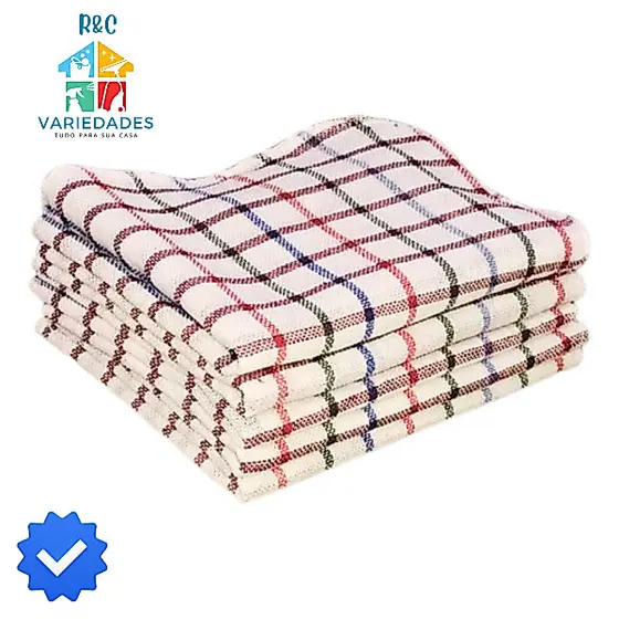 10 PANOS DE PIA XADREZ 35 x 60 cm Multiuso Limpeza Copa Cozinha 100% Algodão Premium
