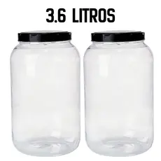 Kit 2 Potes 3,6 Litros Grande Organizador Multiuso Tampa com Rosca Cozinha Mantimentos