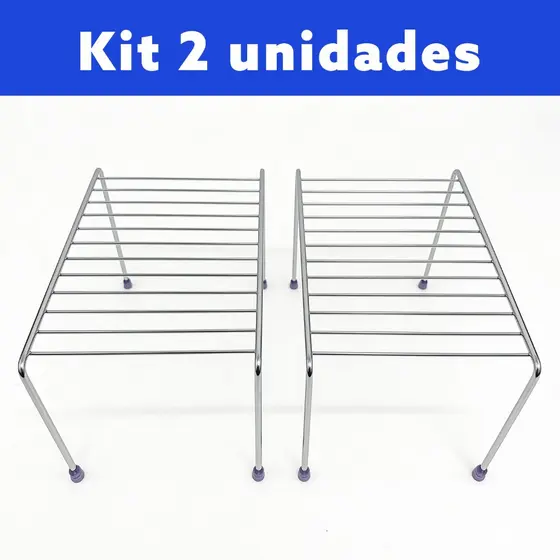 Kit 2 Suporte Organizador Prateleira Porta Pratos Copos Aramado para Cozinha Armário Bancada Multiuso 32cm