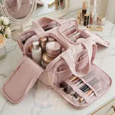 Bolsa cosmética portátil de grande capacidade, lavagem portátil de cosméticos para viagem, armazenamento