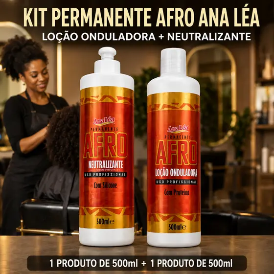 Kit Permanente Afro Ana Léa Loção Onduladora 500ml + Neutralizante 500ml 2 Produtos