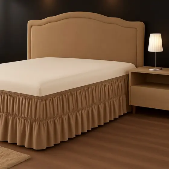 Saia p/ Cama Box Casal, Queen E King Size - Duplo Elástico Decoração Quarto Estilo Conforto