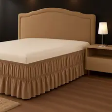 Saia p/ Cama Box Casal, Queen E King Size - Duplo Elástico Decoração Quarto Estilo Conforto