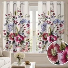 Cortina Estampada 2,00x1,50 Flores Oxford (Decoração, Quarto, Sala, Floral)