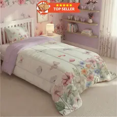 Kit Edredom Solteiro Infantil 2pc Fronha 400 Fios Premium Muito Grosso Super Macio e Quente Meninas