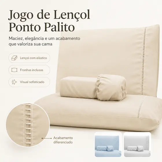 Jogo De Lençol 3 Peças Queen Diversas Cores Ponto Palito Micropercal 400 Fios