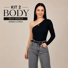 KIT 2 BODY FEMININO MULA MANCA MANGA LONGA UM OMBRO SÓ SUPLEX BODY INVERNO – PREMIUM