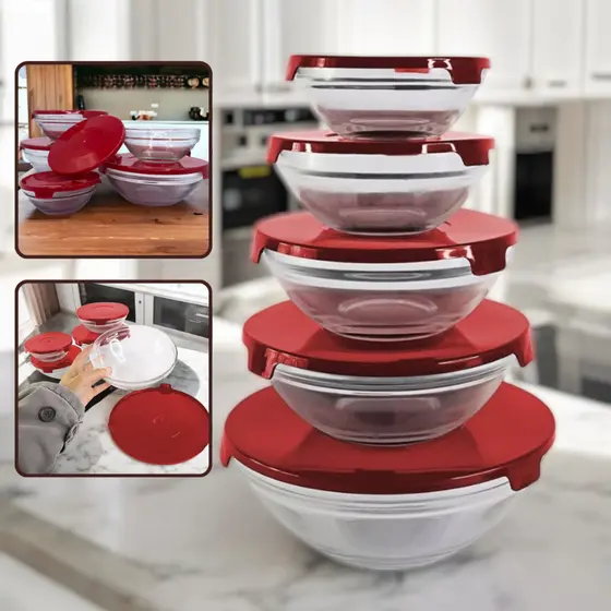 Potes de Vidro com Tampa HermétIco porta Mantimentos para Cozinha Kit com 5 e 10