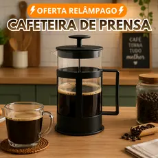 Cafeteira Prensa Francesa em Vidro e Inox Praticidade Coagem Rapida Filtro Removivel
