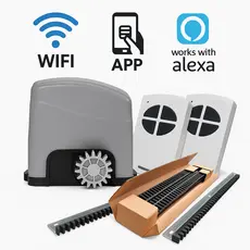 Motor Wifi Para Portão Eletrônico de Correr Izzy 300 kg Bluetooth App Via Celular Alexa Google Tuya