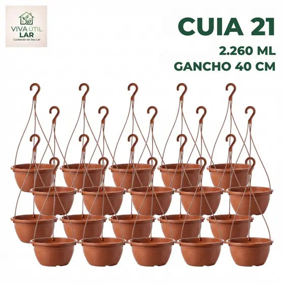 Kit 20 Vasos Cuia 21 Haste 40cm Reforçado Preto Terracota Plantas Flor Cacto Rosa Vaso de Flor