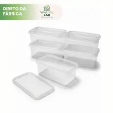 Marmita Fitness 1000ml Plástico Transparente Reutilizável Presidio Alimentos Organizadoras