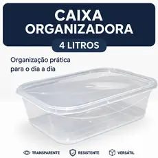 Caixa 4 Litros Transparente Churrasco Maionese Comida Carne Limpeza Banheiro Brinquedo Armazenamento
