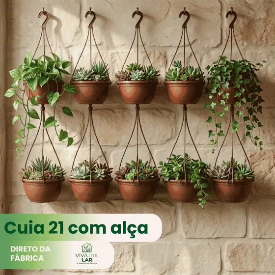 Kit 10 Vasos Cuia 21 Haste 40cm Reforçado Preto Terracota Plantas Flor Cacto Rosa Vaso de Flor