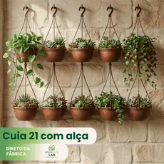 Kit 10 Vasos Cuia 21 Haste 40cm Reforçado Preto Terracota Plantas Flor Cacto Rosa Vaso de Flor