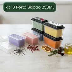 Kit Forma Sabão 250ml 10 Unidades Tampa Sortida Pote Plastico Sabão Barra Multiuso Eco Sabonete
