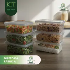 Kit Marmita Fitness 1000ml Plástico Reutilizável Alimento Organizador Hermético BPA Free