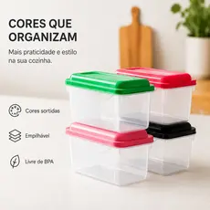 Kit 10 Pote 250 ml Potinho retangular Mini Marmita Fitness Pequeno Frutas Papinha Agulhas Bebê