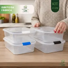 Kit Caixa Organizadora 10L Transparente Trava Colorida Brinquedo Organização Remedio Documentos