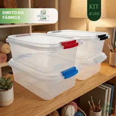 Caixa Organizadora 6L Transparente Trava Colorida Multiuso Brinquedo Roupa Plastico Ferramenta