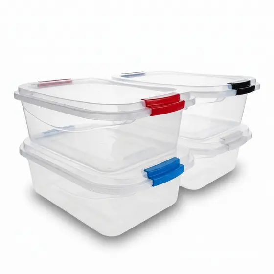 Kit Caixa Organizadora 6L Transparente Trava Colorida Brinquedo Multiuso Ferramenta Roupa Plastico