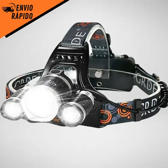 Lanterna de Cabeça Profissional Cree T6 Recarregável com 3 Modos de Iluminação