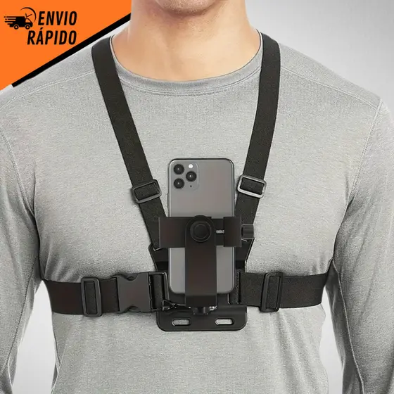 Suporte de Peito Para Celular e Gopro Peitoral Peito ajustável Câmera Esportivo Moto Bike 1408
