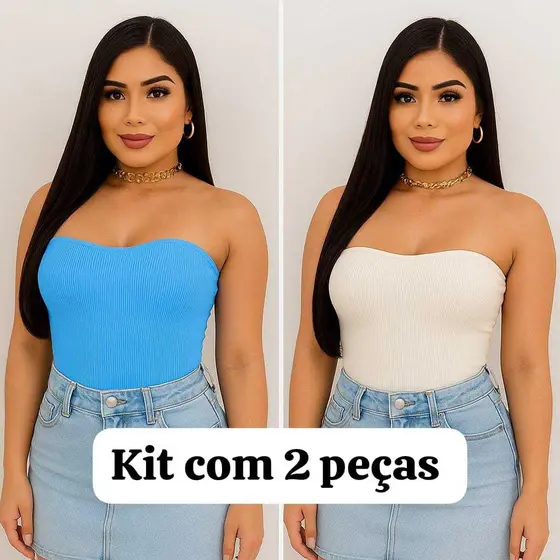 Kit com 2 Body Feminino Tomara Que Caia Basico Anarruga Moda Feminina Verão 2025