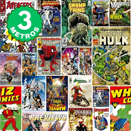 Papel de Parede Adesivo Marvel Quadrinhos Manga Colorido Adesivo Homem de Ferro Capitão America