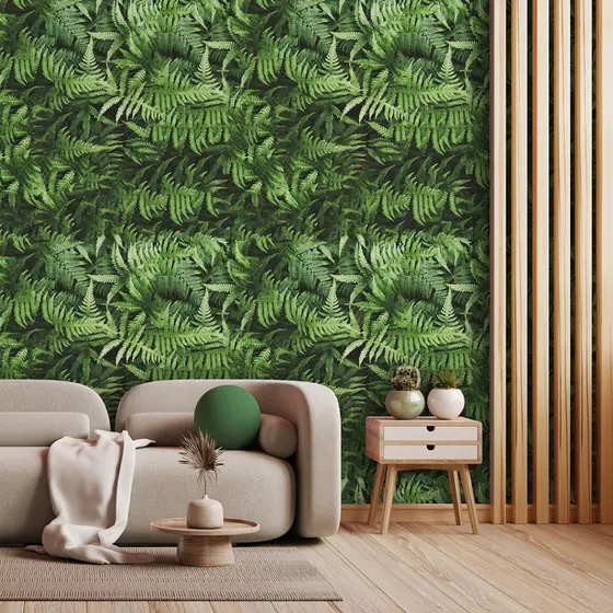Papel de Parede Adesivo Folhas Realista Arbusto de Samambaia Decoração Vinilico Lavável 3 Metros