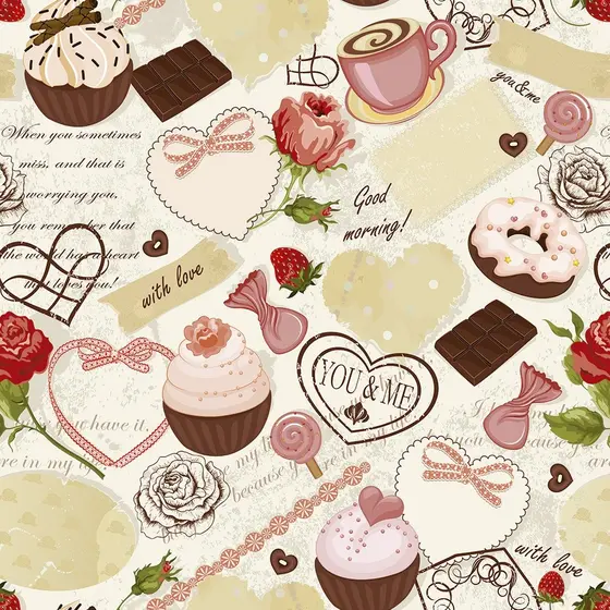 Papel De Parede Adesivo Doces Doceria Bombom Cupcake Colorido Adesivo Lavável Rolo de 3 Metros