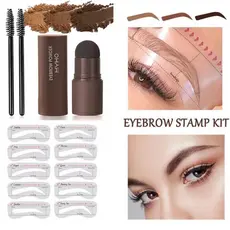 Kit Completo Profissional De Modelagem De Sobrancelhas Em Pó De Carimbo Pincéis De Maquiagem Lápis Stencil
