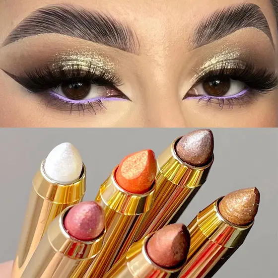 Sombra Dos Olhos Pérola Caneta À Prova D'água Lápis De Destaque Maquiagem Beleza Glitter Champange Gold Shimmer Eyeshadow