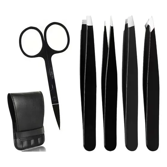 Conjunto De Pinças De Beleza De Aço Inoxidável , 1/5 Peças , Profissional , Sobrancelha , Cílios E Remoção De Pelos Fino