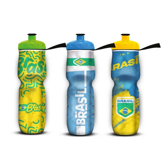 Garrafa Squeeze BRASIL Caramanhola Térmica Cratos 590 e 710ml Bike e Esportes
