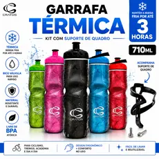 Garrafa Squeeze Caramanhola Térmica Cratos 710ml Bike e Esportes + Suporte Para Garrafa De Água