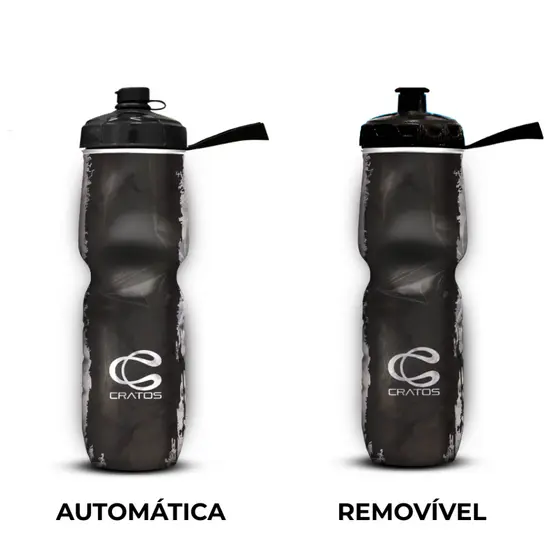 Garrafa Squeeze Caramanhola Térmica Válvula Automática e Removível Cratos 710ml Bike e Academia
