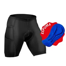 Bermuda Short Ciclismo Almofadada Forro Pad Espuma com Bolso MTB Ciclista Roupa Bike Masculino