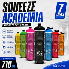 Garrafa Squeeze Academia 710ml Cratos BPA Free Treino Musculação Fitness