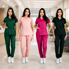 Conjunto Pijama Cirúrgico em Oxford Feminino Acinturado Scrub Privativo Sem Bordado