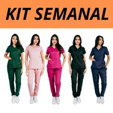 Kit Semanal 5 Conjuntos Cirúrgicos Bordados Privativos