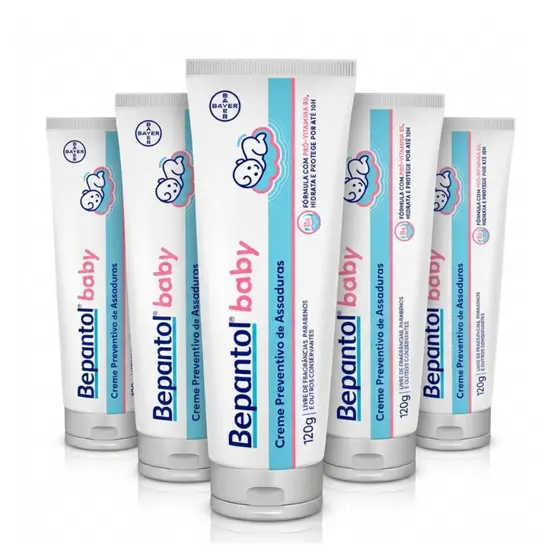 Kit com 5 Cremes Pomada de Assadura 120gr Cada - Bepantol