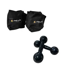Kit Caneleira Profissional Preta 1kg Par Halter Emborrachado1kg Musculação Academia Treino