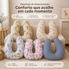 Almofada Amamentação Apoio Para Amamentar Bebê Antialérgico Estampadas