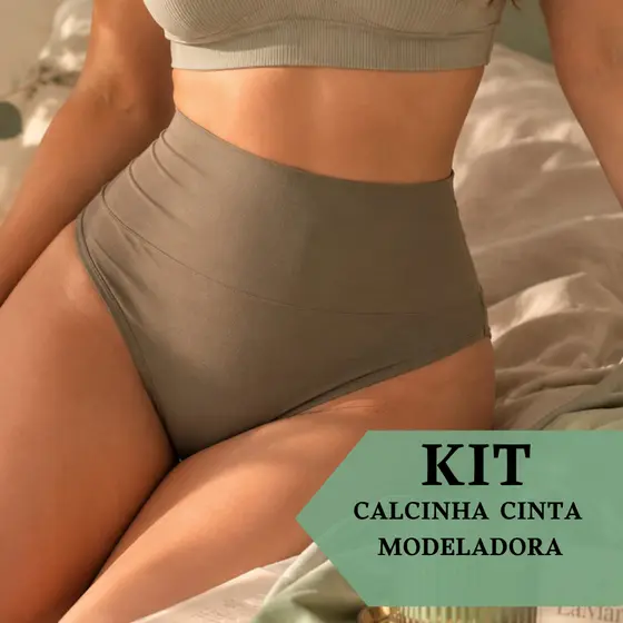 Kit 1/3/5 Calcinha Cinta Modeladora Cós Alto 11Cm Poliamida Conforto Empina Bumbum Não Marca Comprime a Barriga