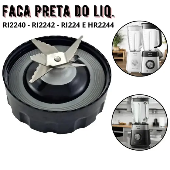Faca Lâmina ProBlend 6 ProBlend 4 Preta Liquidificador Walita Ri2240 Ri2242 Ri2244 HR2272