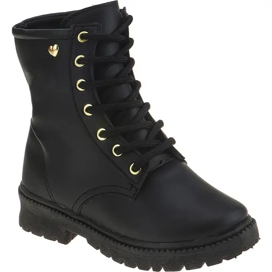 🖤 Bota Infantil Feminina Preta com Cadarço – Estilo Coturno Confortável 🖤