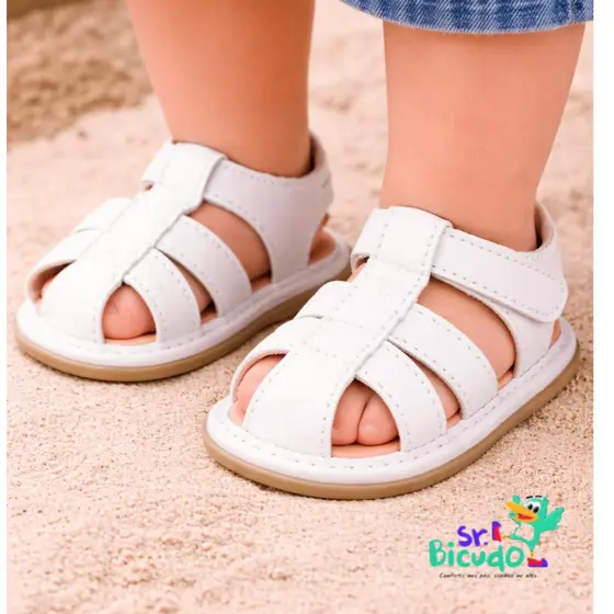 Sandália Simples  Cor Branca Casual Batizado