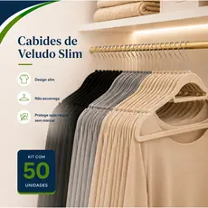 Vittak Kit 50 Cabides de Veludo Slim Adulto Antideslizante, Ultrafino, Resistente – Organizador Premium